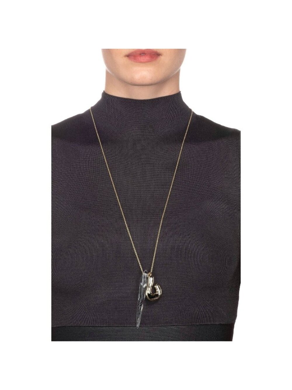 Alexis Bittar Crystal Lucite Liquid Spike Long Pendant Statement Necklace NWT